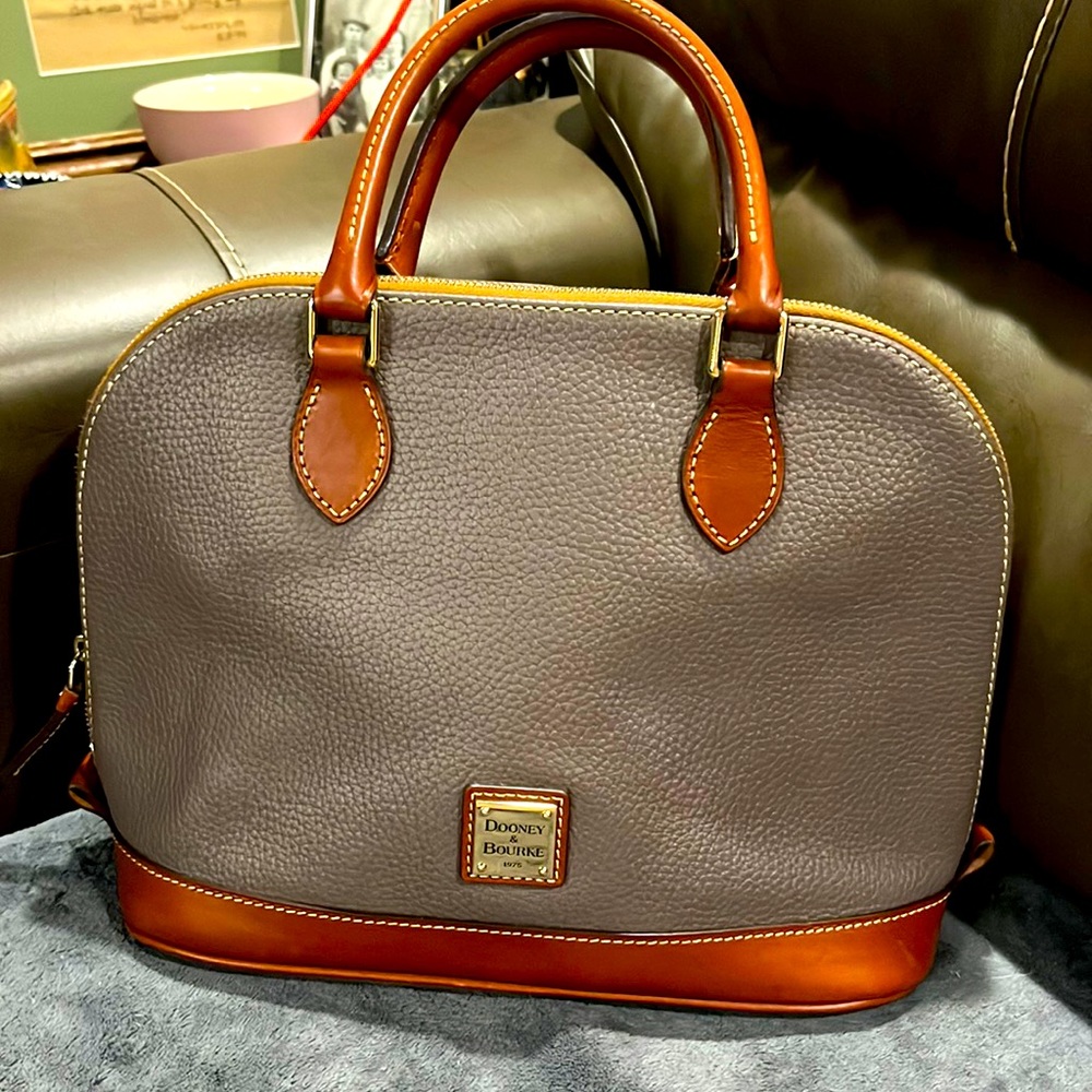 🌻🌻Pebble Grain Zip Zip Satchel-Elephant